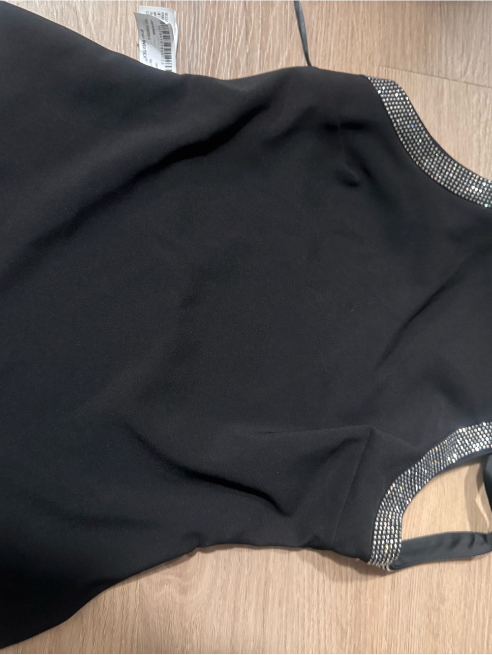 Zara Black Sleeveless Prom Dress with Rhinestone Trim
